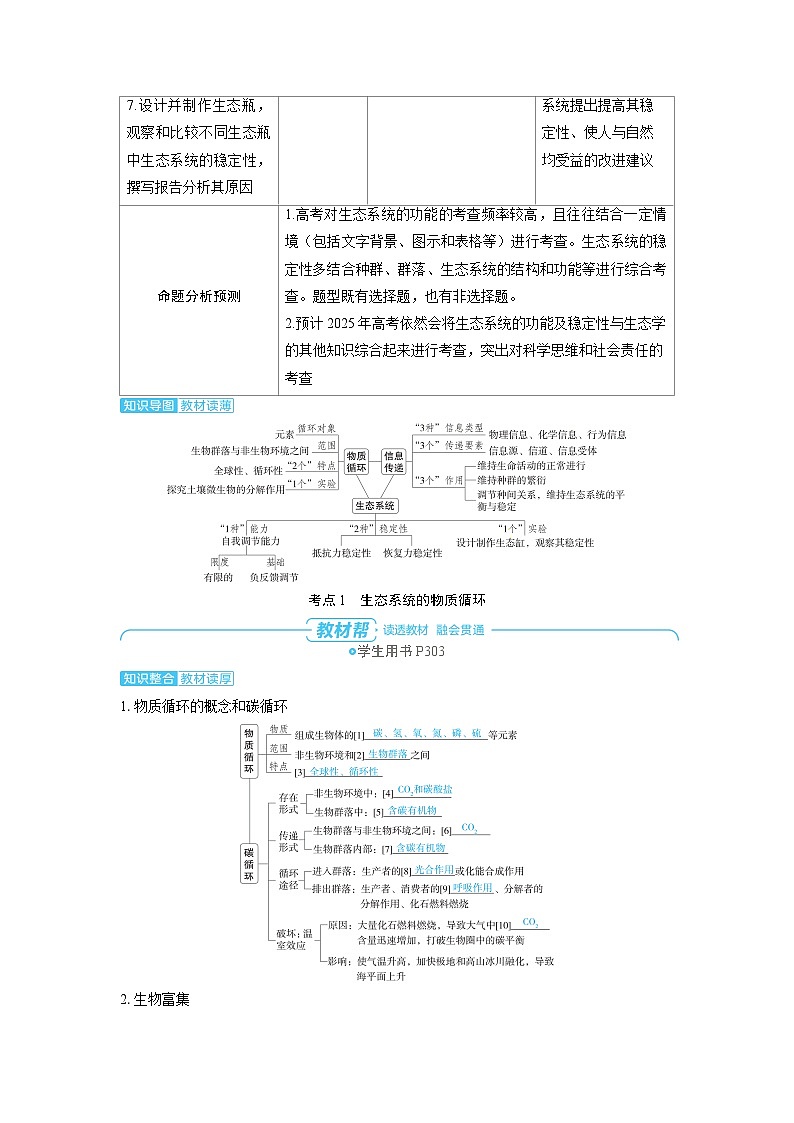 备战2025年高考生物精品教案第十章生物与环境课时7生态系统的物质循环、信息传递和稳定性(Word版附解析)第2页