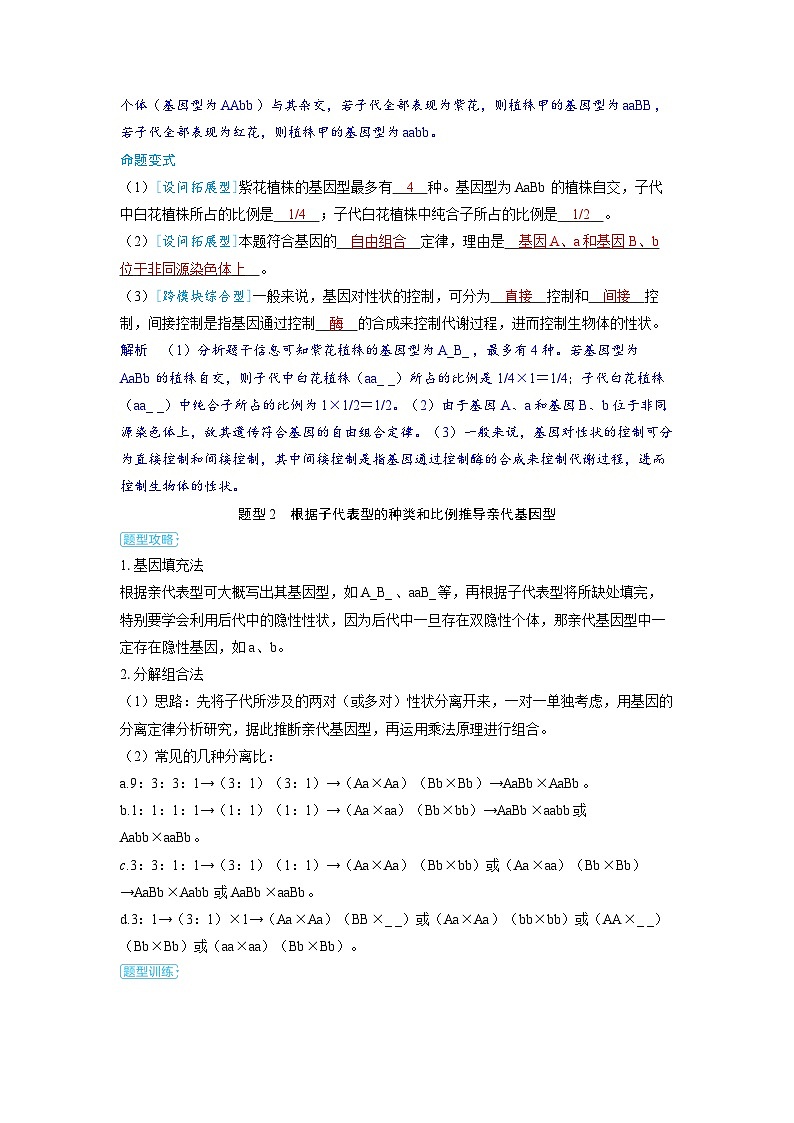 备战2025年高考生物精品教案第五章基因的传递规律微专题5基因自由组合定律的解题规律和方法(Word版附解析)第3页