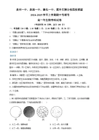 福建省泉州市四校联考2024-2025学年高一上学期11月期中生物试题（解析版）-A4