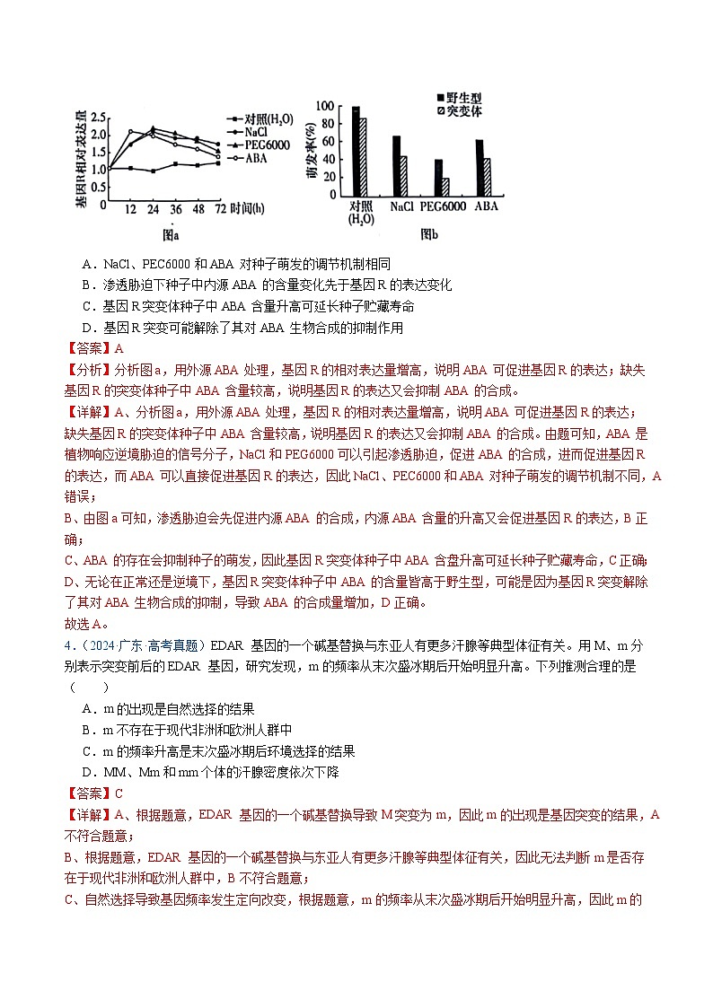 五年高考真题(2020-2024)分类汇编 生物 专题12 变异、育种与进化 含解析第3页