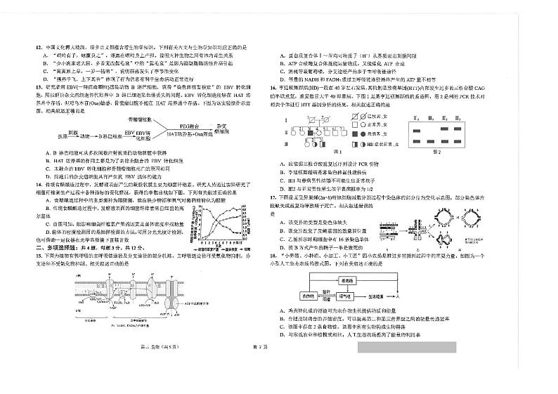 江苏省海安市2023_2024学年高三生物上学期11月月考试题pdf第2页