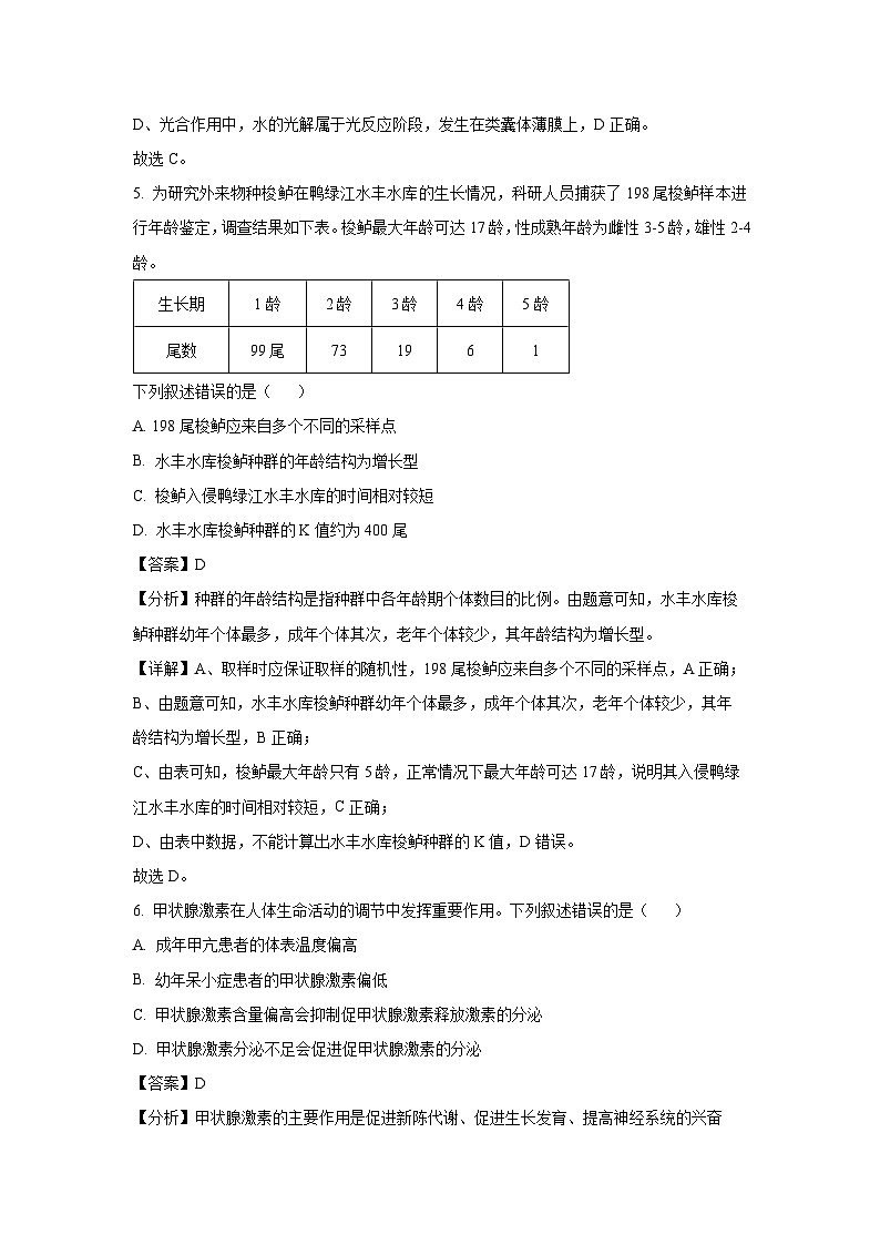 2025屆浙江省金華十校高三(上)一模生物試卷(解析版)第3頁(yè)