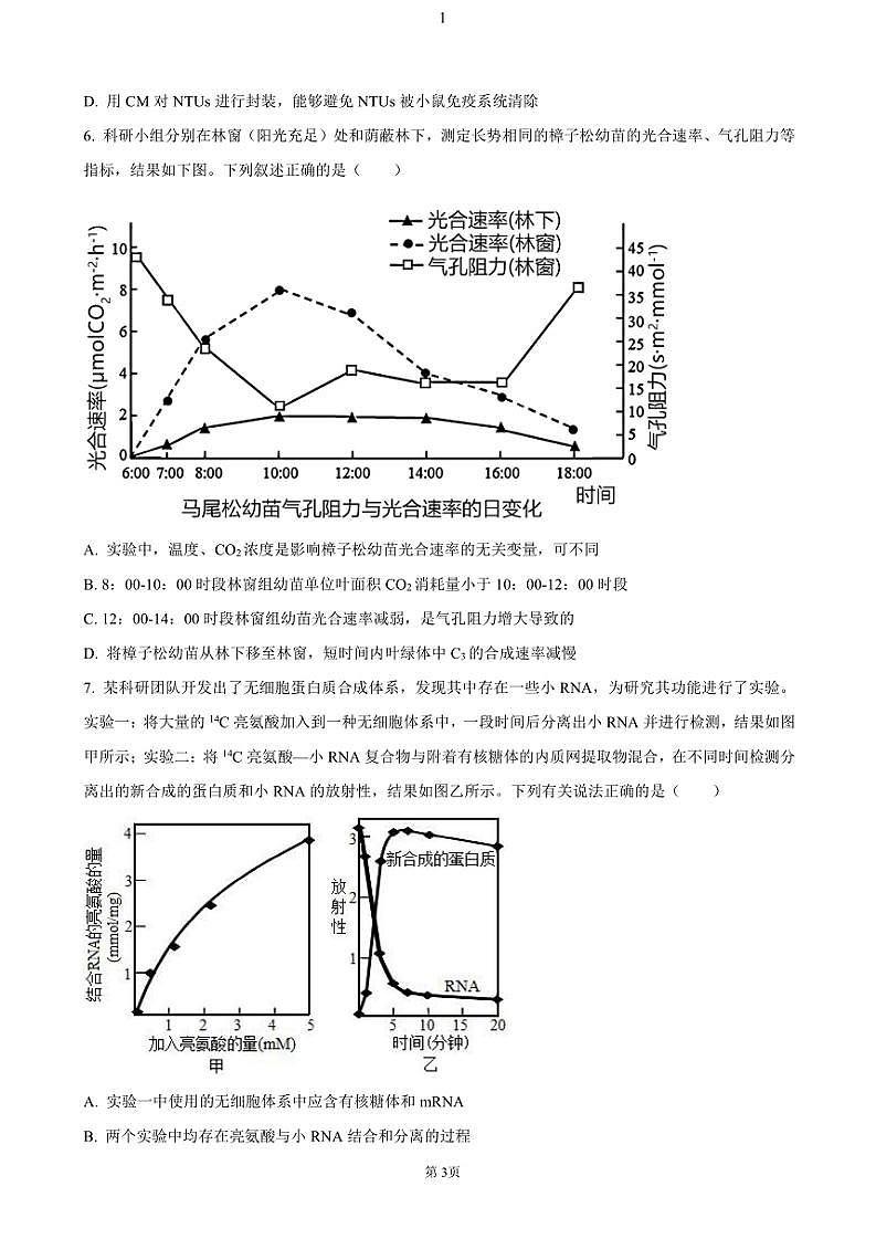 2025届山东省泰安第一中学高三(上)11月月考生物试卷(含答案)第3页