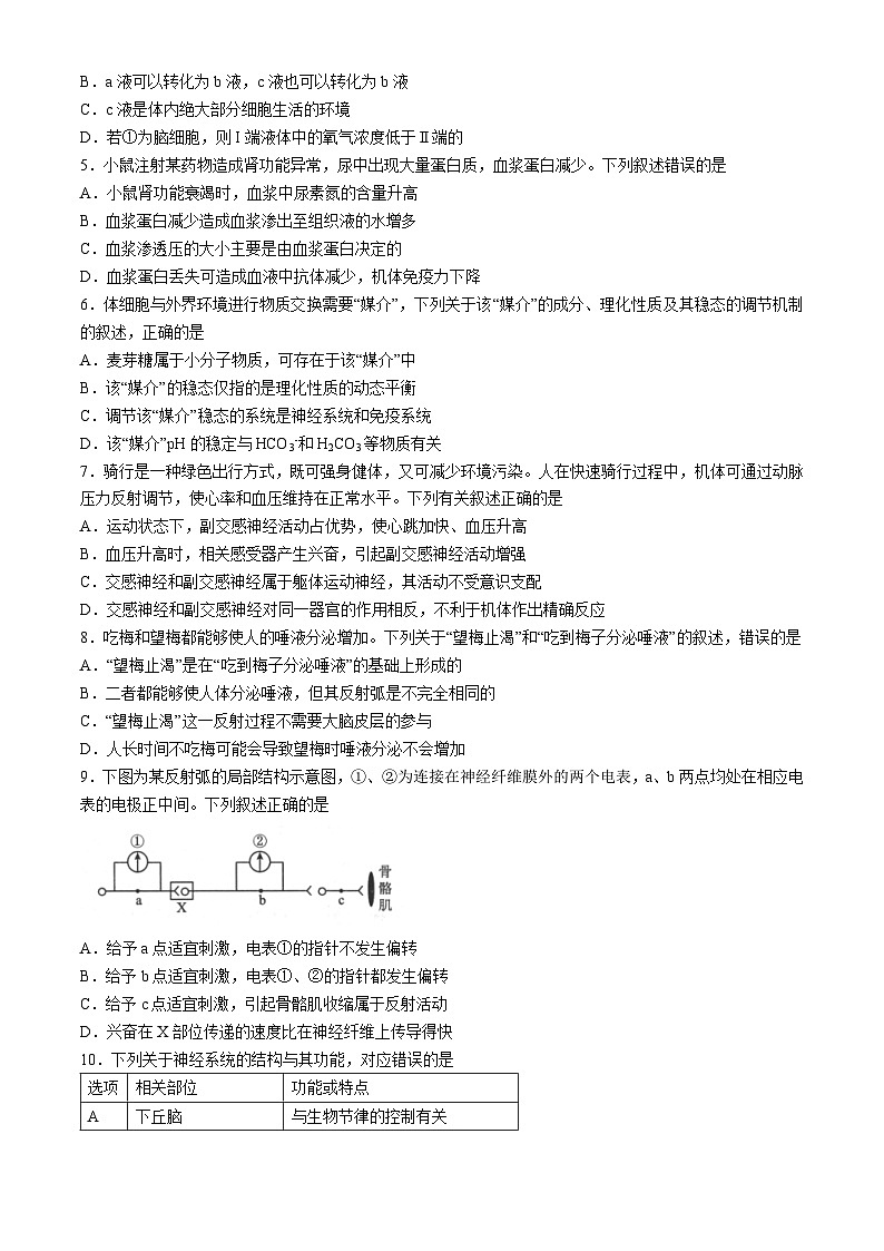2025汉中高二上学期11月期中校际联考试题生物含答案第2页