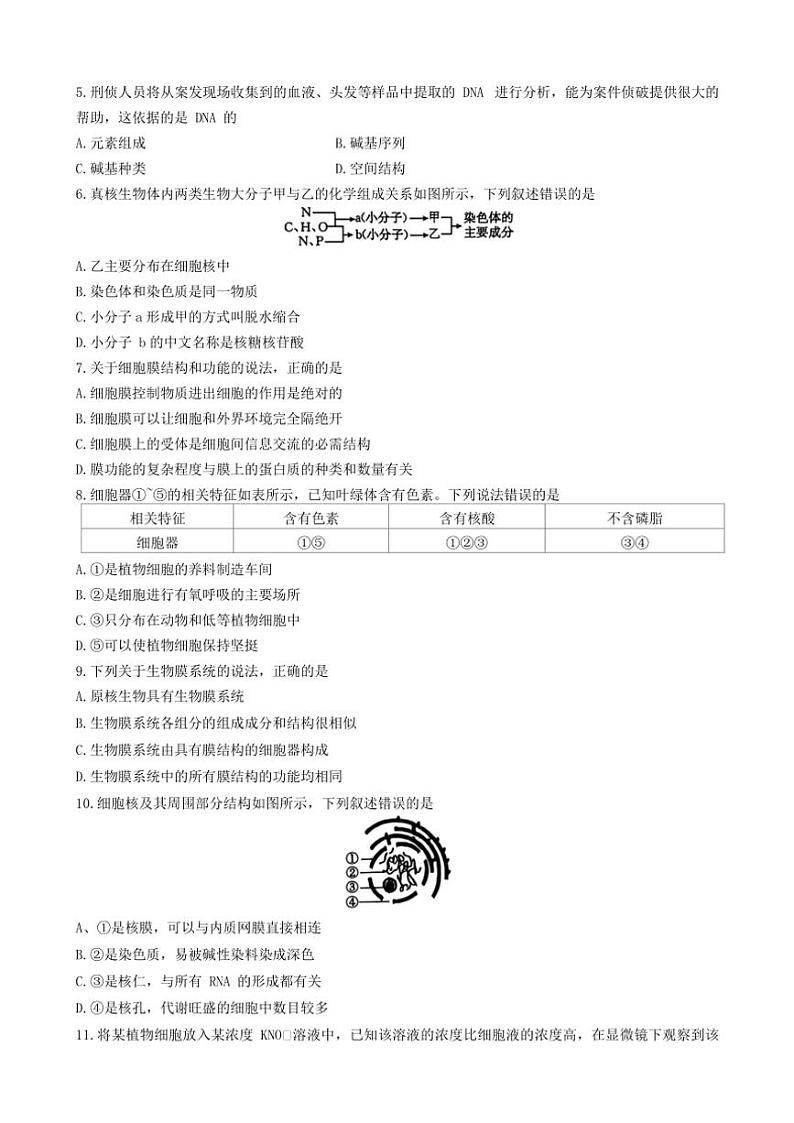 2024~2025学年广东省佛山市H7联盟高一(上)12月联考生物试卷(含答案)第2页