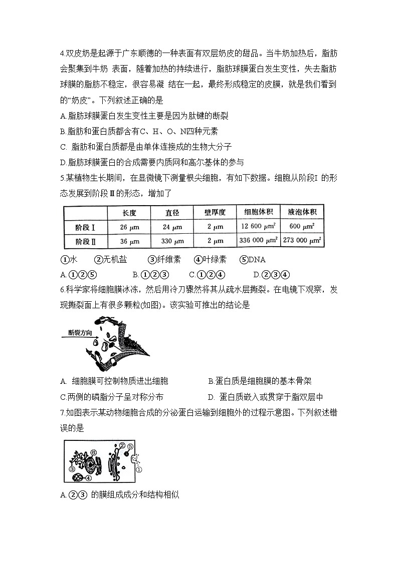 安徽省蚌埠市固镇县毛钽厂实验中学2024-2025学年高一上学期12月月考生物试题第2页