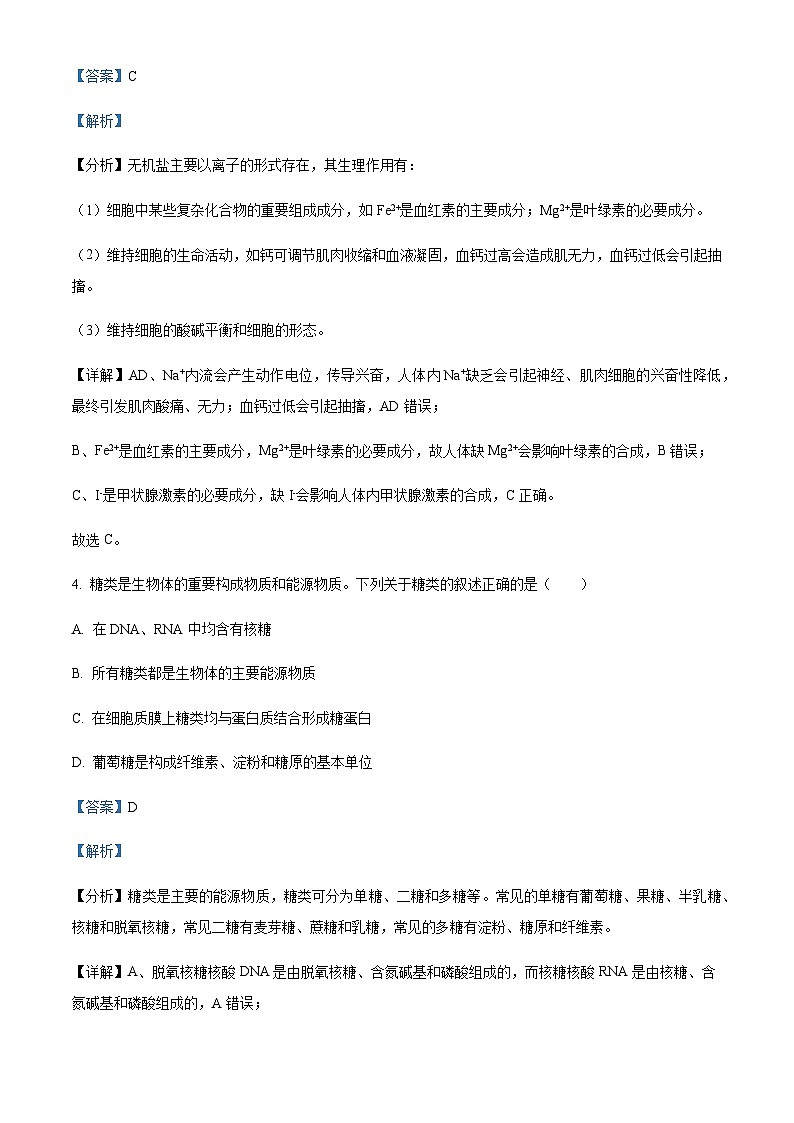 江苏省连云港市2024-2025学年高一上学期11月期中考试生物含答案第3页