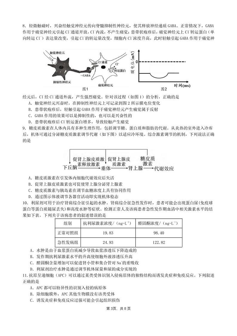 生物丨四川省成都市石室中学2025届高三11月期中考试生物试卷及答案第3页