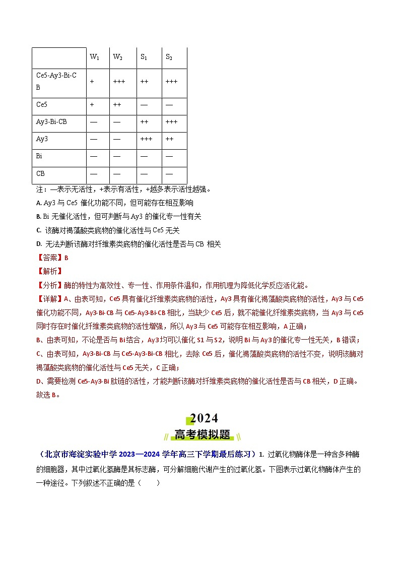 专题04 ATP和酶【真题汇编】2024年高考生物真题和模拟题分类汇编(教师卷)第3页