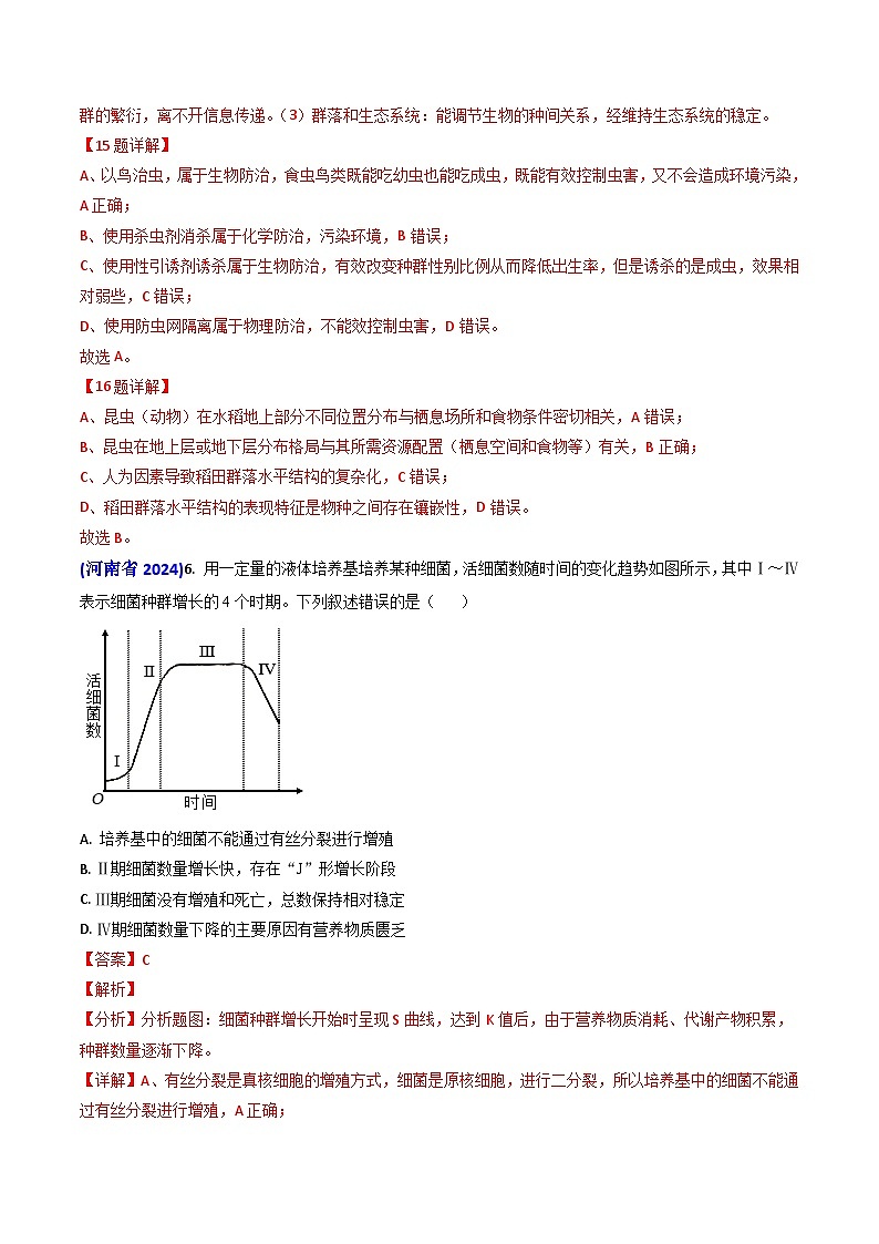专题15 种群和群落【真题汇编】2024年高考生物真题和模拟题分类汇编(教师卷)第2页