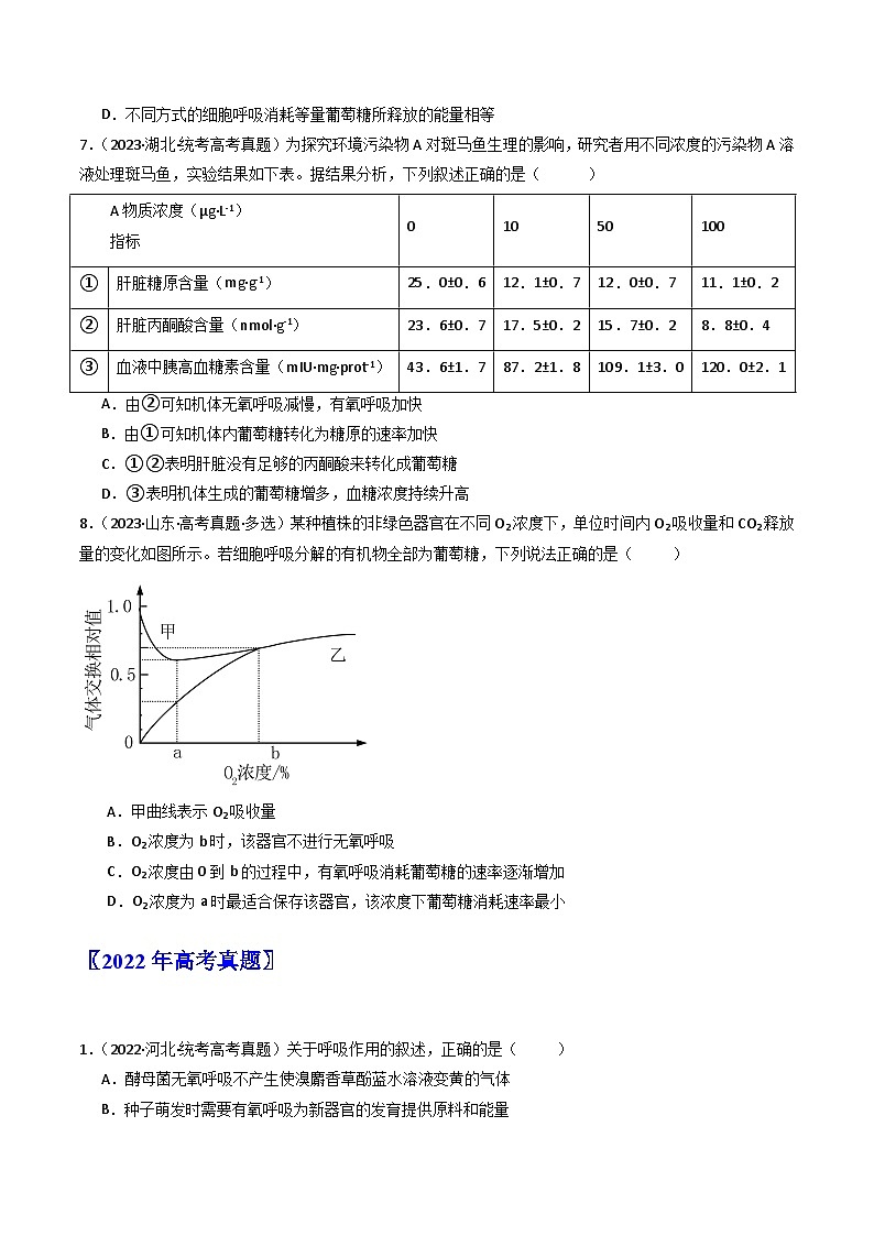 专题05 细胞呼吸(原卷卷)第3页