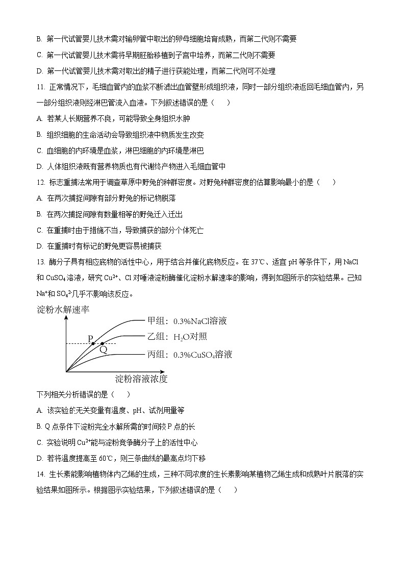 浙江省稽阳联谊学校2024-2025学年高三上学期11月月考生物试题 Word版无答案第3页