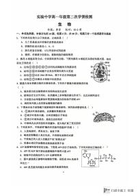 江苏省南通市海安市实验中学2024-2025学年高一上学期12月月考生物试题