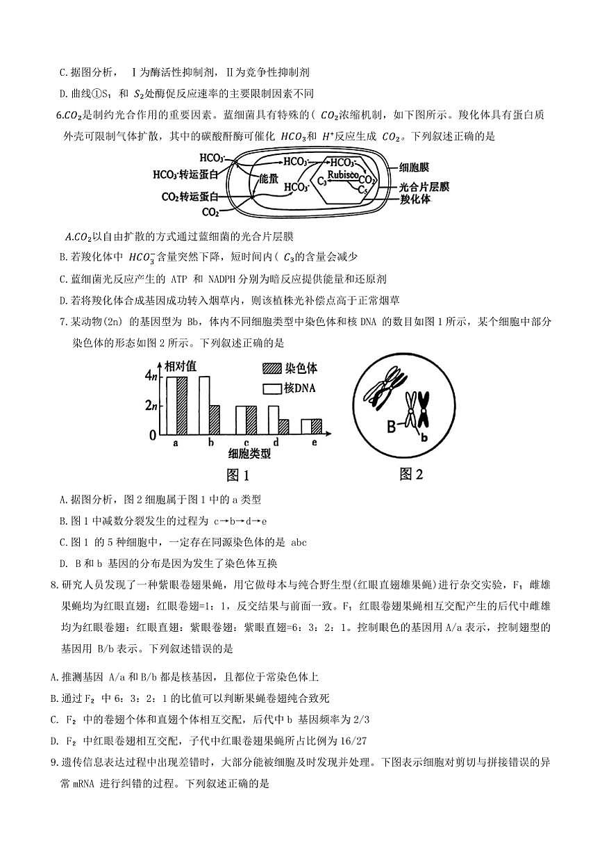 2024年湖北省名校联盟高三年级上12月联考(月考)生物试卷(含答案)第2页