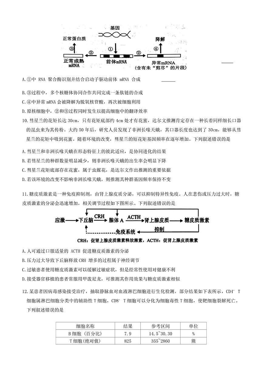 2024年湖北省名校联盟高三年级上12月联考(月考)生物试卷(含答案)第3页