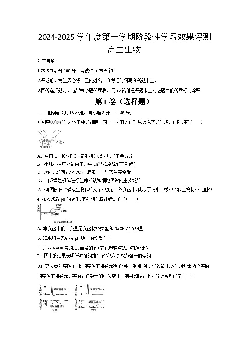 2025西安部分学校高二上学期12月联考试题生物含答案第1页