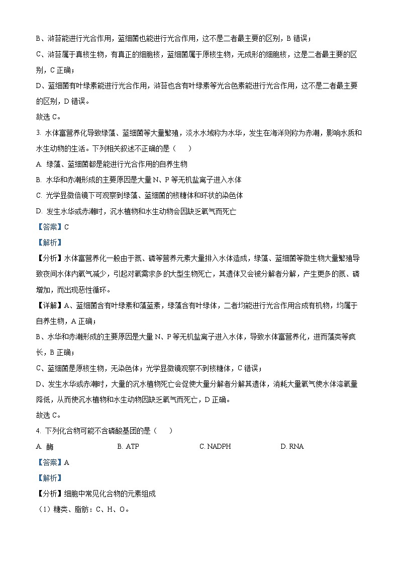甘肃省天水市甘谷县2024-2025学年高一上学期11月月考生物试题含解析第2页
