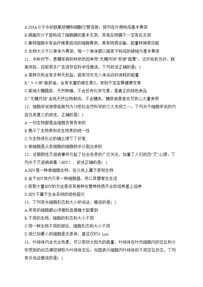 江苏省扬州市八校2024-2025学年高一上学期12月学情检测生物试卷(含答案)第3页