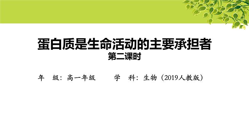 高中生物人教版必修1《蛋白质是生命活动的主要承担者》第2课时 课件第1页