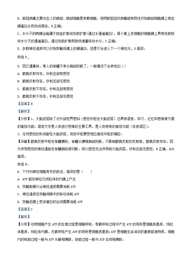 陕西省西安市2023_2024学年高二生物上学期期中质量检测试题含解析第3页