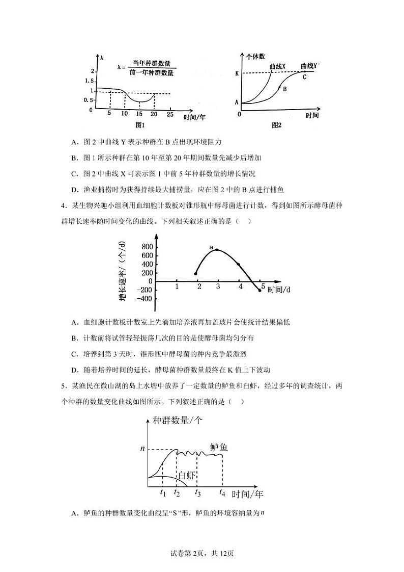 山东省滕州市2024-2025学年高二上学期12月月考模拟生物试卷第2页