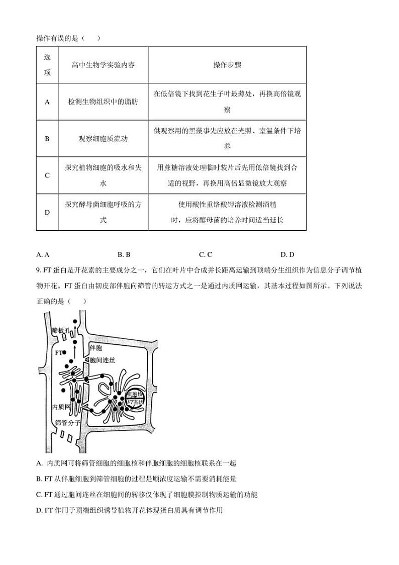 2024~2025学年山东省大联考(月考)高一上12月月考生物试卷(含答案)第3页