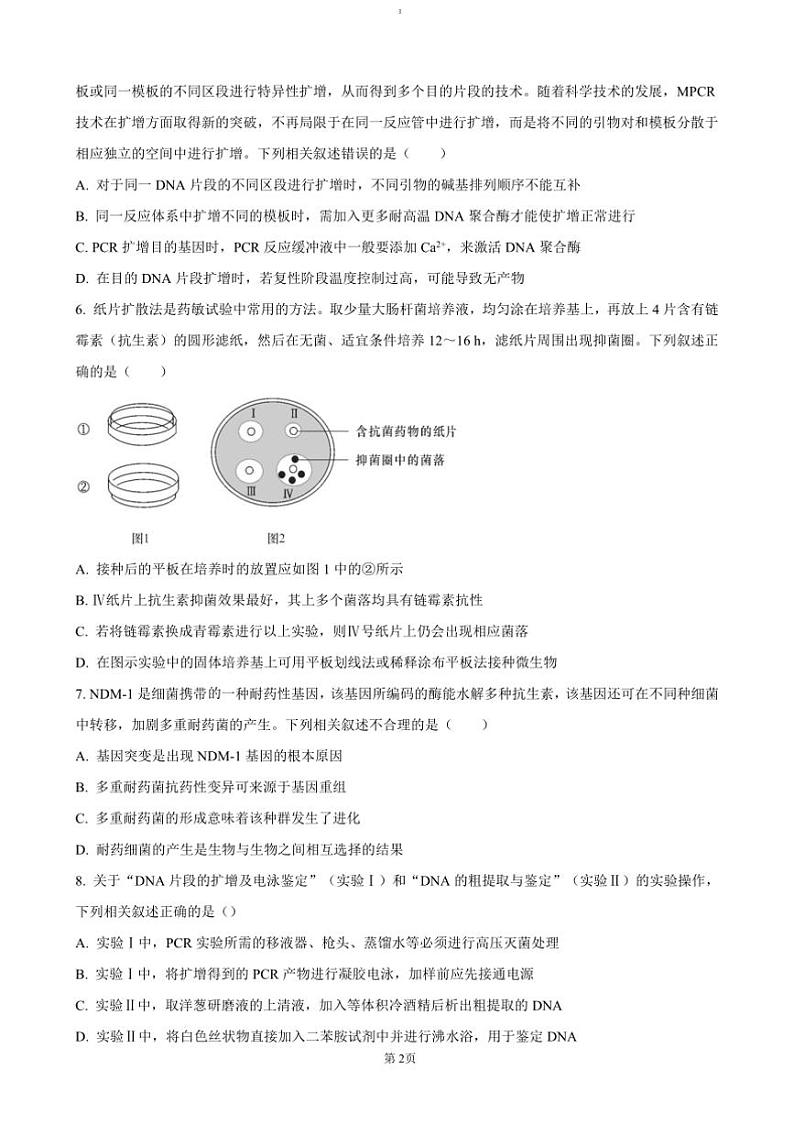 2024~2025学年湖南省长沙市湖南师范大学附属中学高三上月考卷(四)生物试卷(含答案)第2页