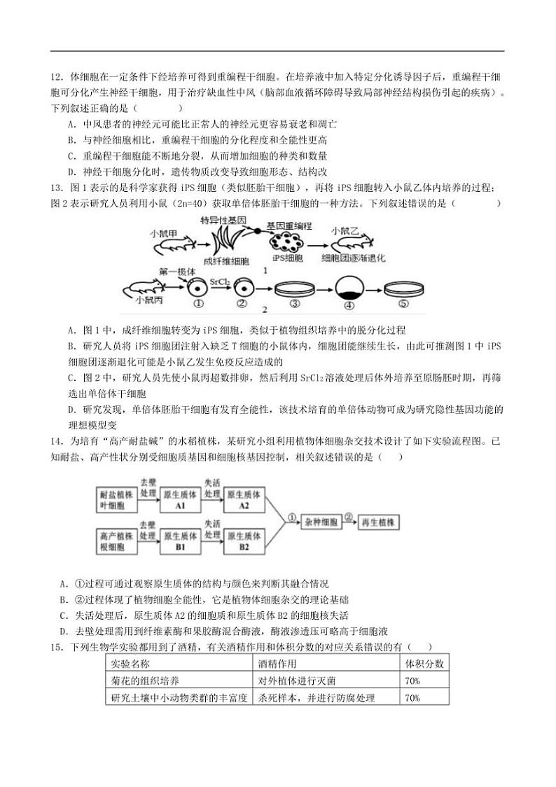 2025届江苏省淮安市涟水县第一中学高三上12月考生物试卷(含答案)第3页