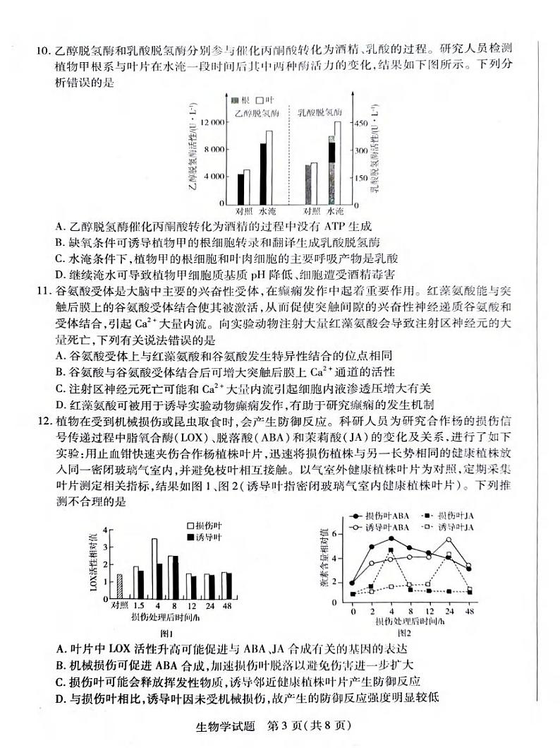 生物丨湖南省天一大联考暨郴州市2025届高考高三第二次教学质量检测(郴州二检怀化统考)生物试卷及答案第3页
