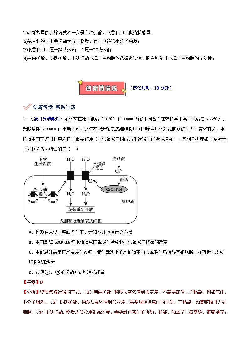 专题03 物质进出细胞的方式-2025年高考生物 热点 重点 难点 专练(新高考通用)(解析版)第3页