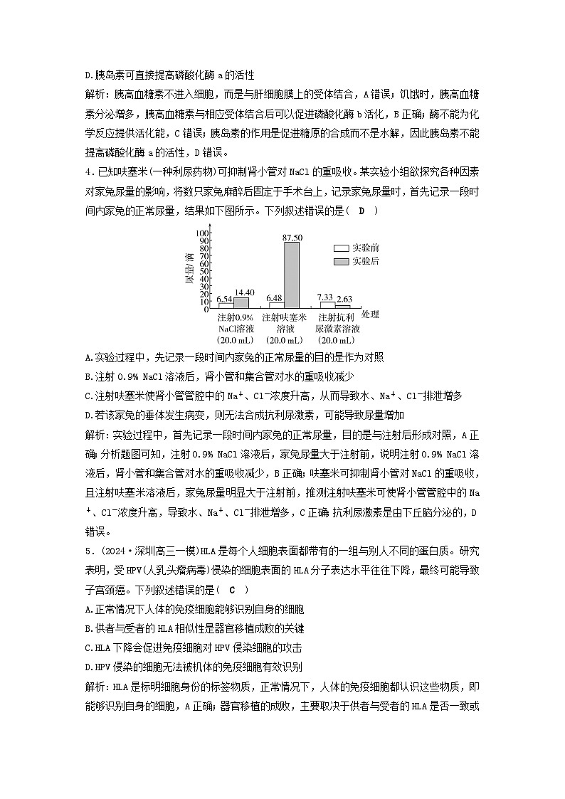 2025届高考生物二轮专题复习与测试专题强化练六内环境稳态与免疫调节第2页