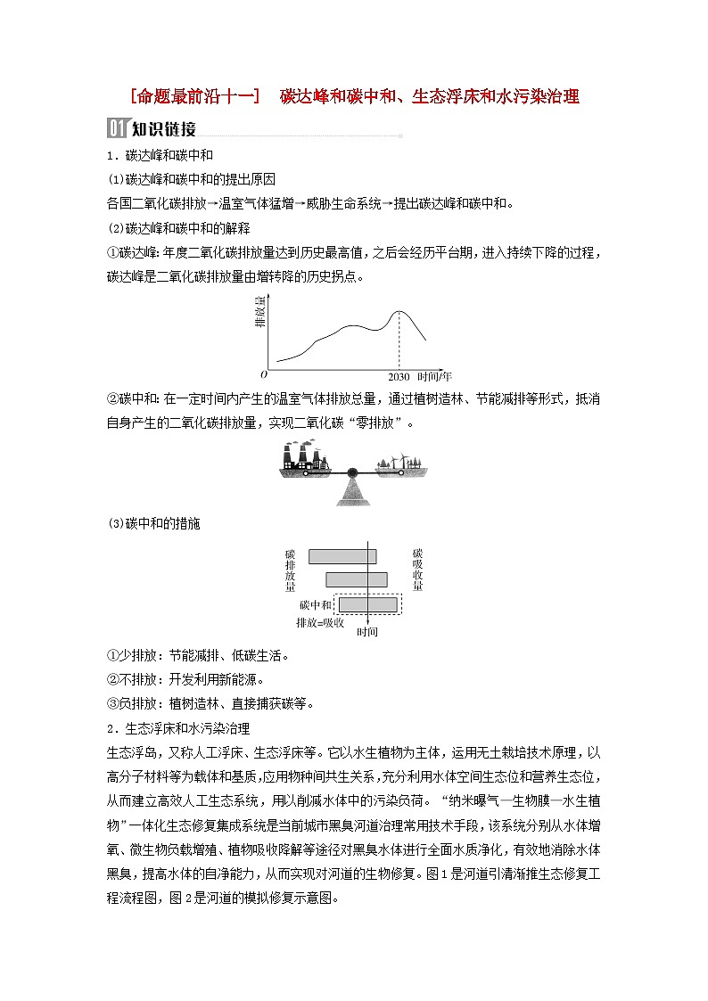 2025届高考生物二轮专题复习与测试板块五生物与环境命题最前沿十一碳达峰和碳中和生态浮床和水污染治理第1页