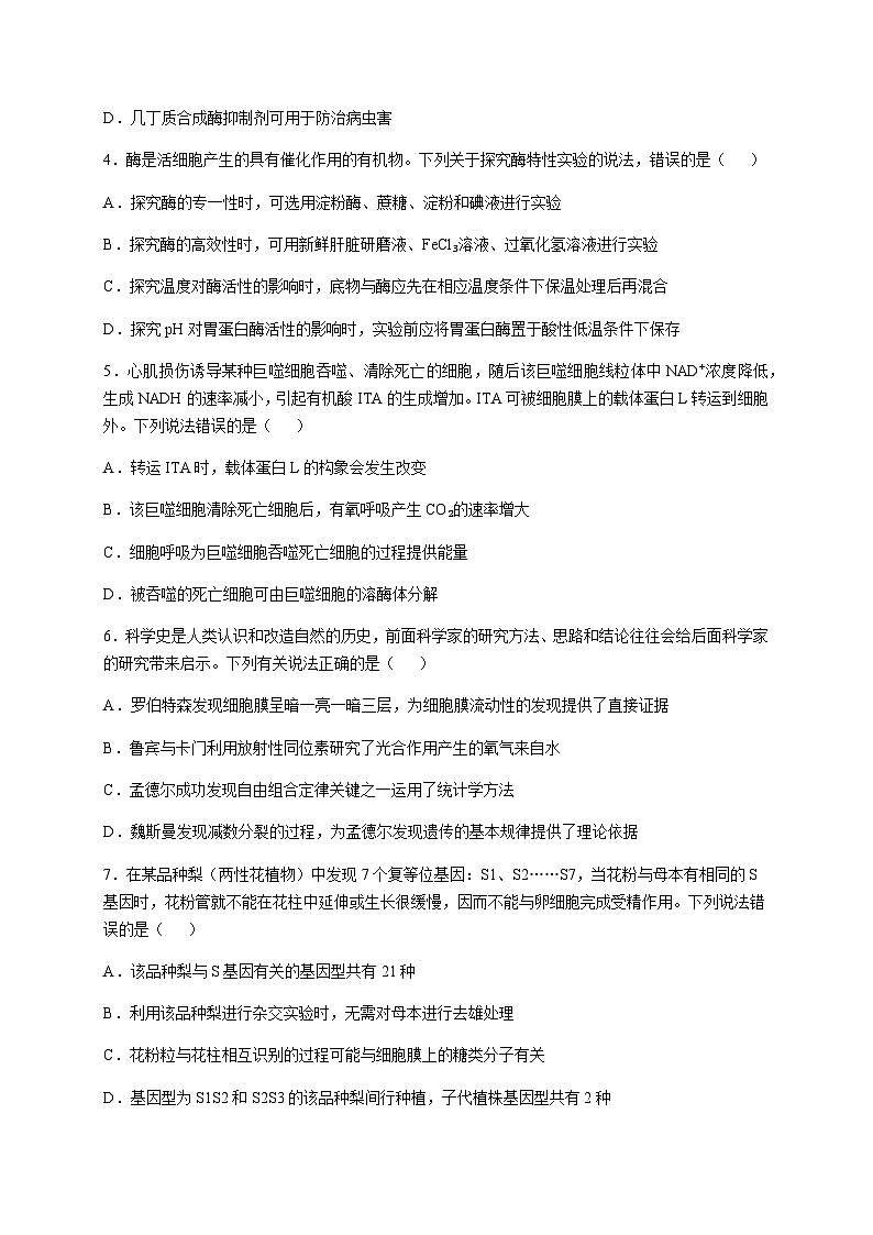 四川省南充市重点高中2024-2025学年高三上学期12月月考生物试卷含答案第2页