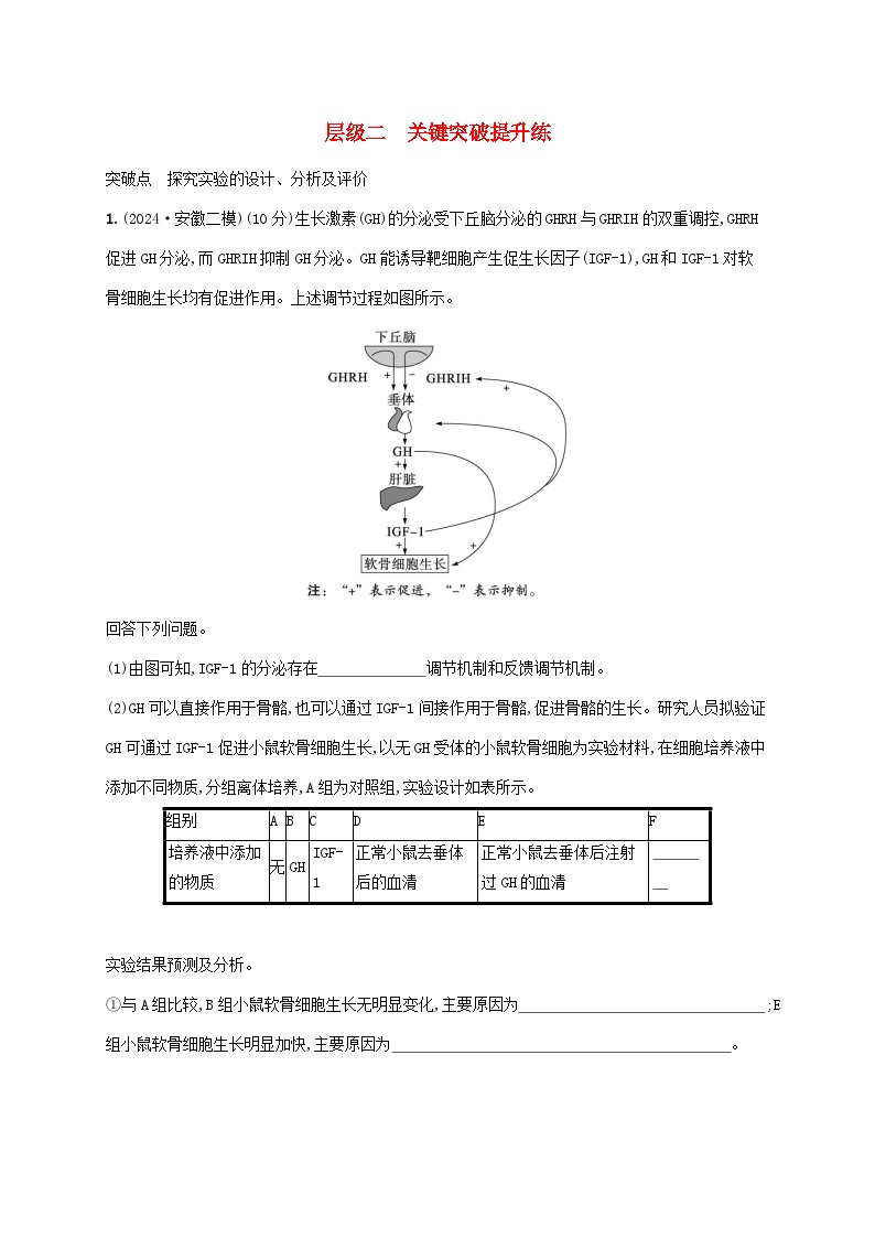 2025届高考生物二轮总复习大单元9实验与探究层级二关键突破提升练