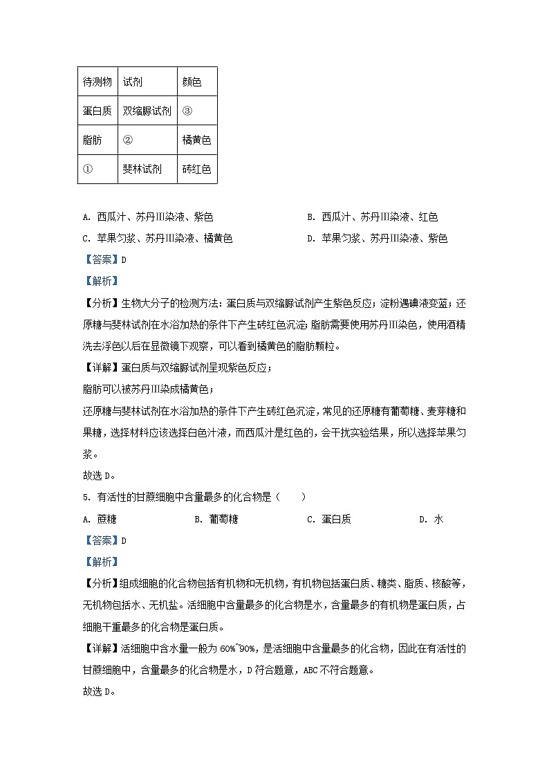 浙江省宁波市2023_2024学年高一生物上学期12月月考试题含解析第3页