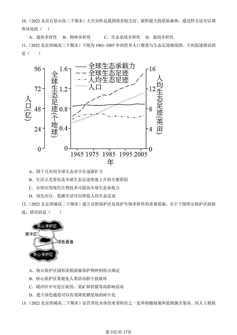 2022-2024北京重点校高二(下)期末真题生物汇编:人与环境章节综合第3页