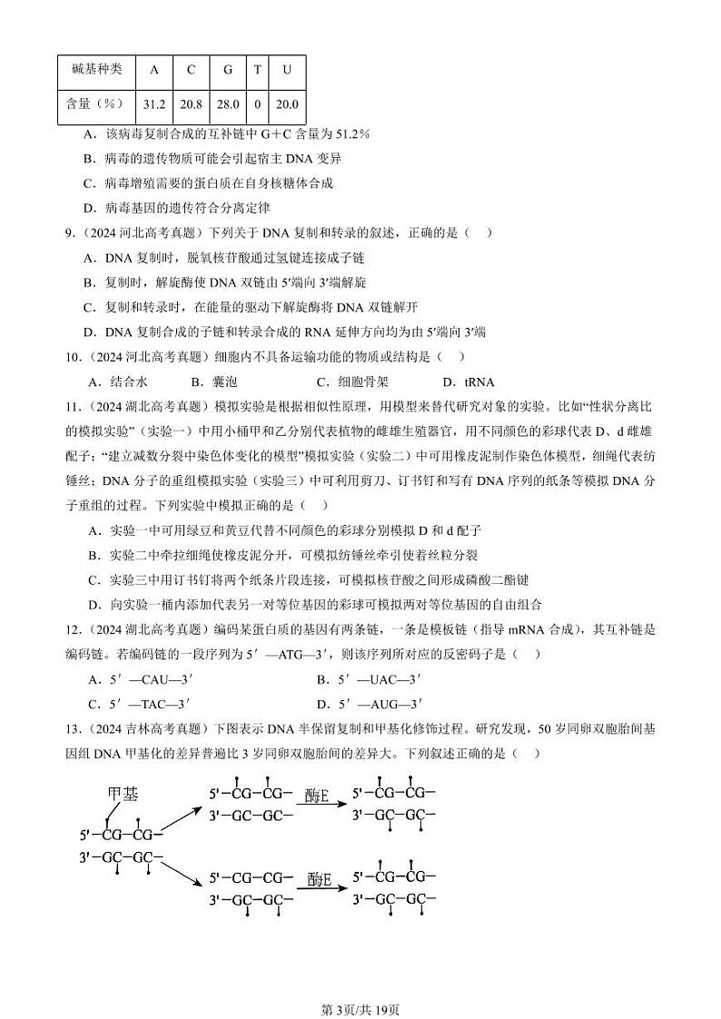 2024全国高考真题生物汇编:基因的表达章节综合第3页