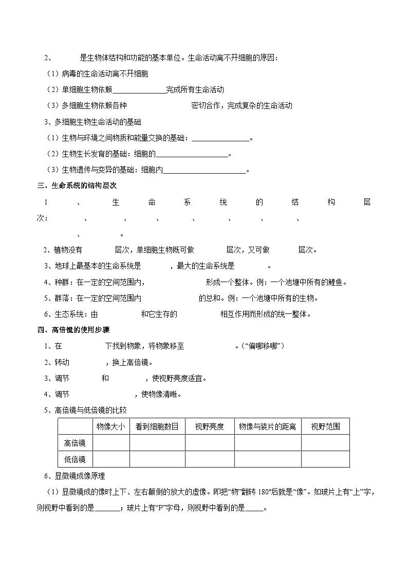 题型2 细胞的结构与功能观(核心知识)(原卷版)第2页