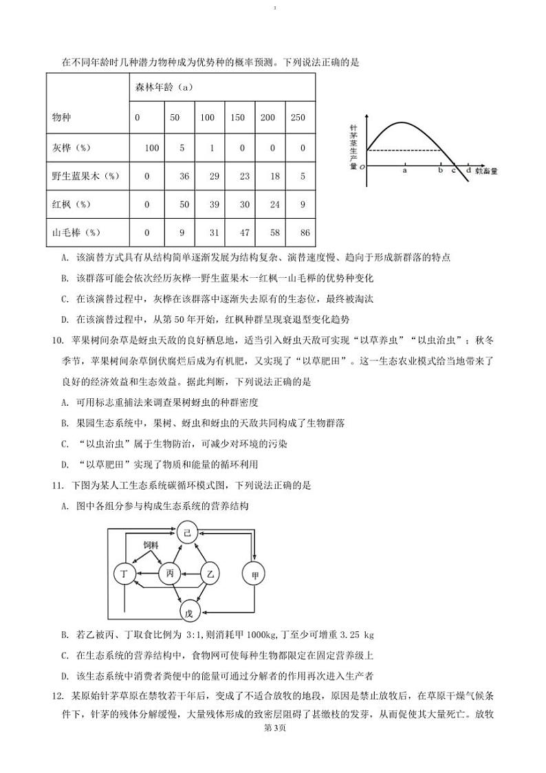 2024~2025学年山东省济宁市邹城市第二中学高二上12月月考生物试卷(含答案)第3页