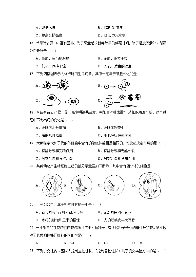 2025年江苏省扬州市普通高中学业水平合格性模拟预测生物试题第3页