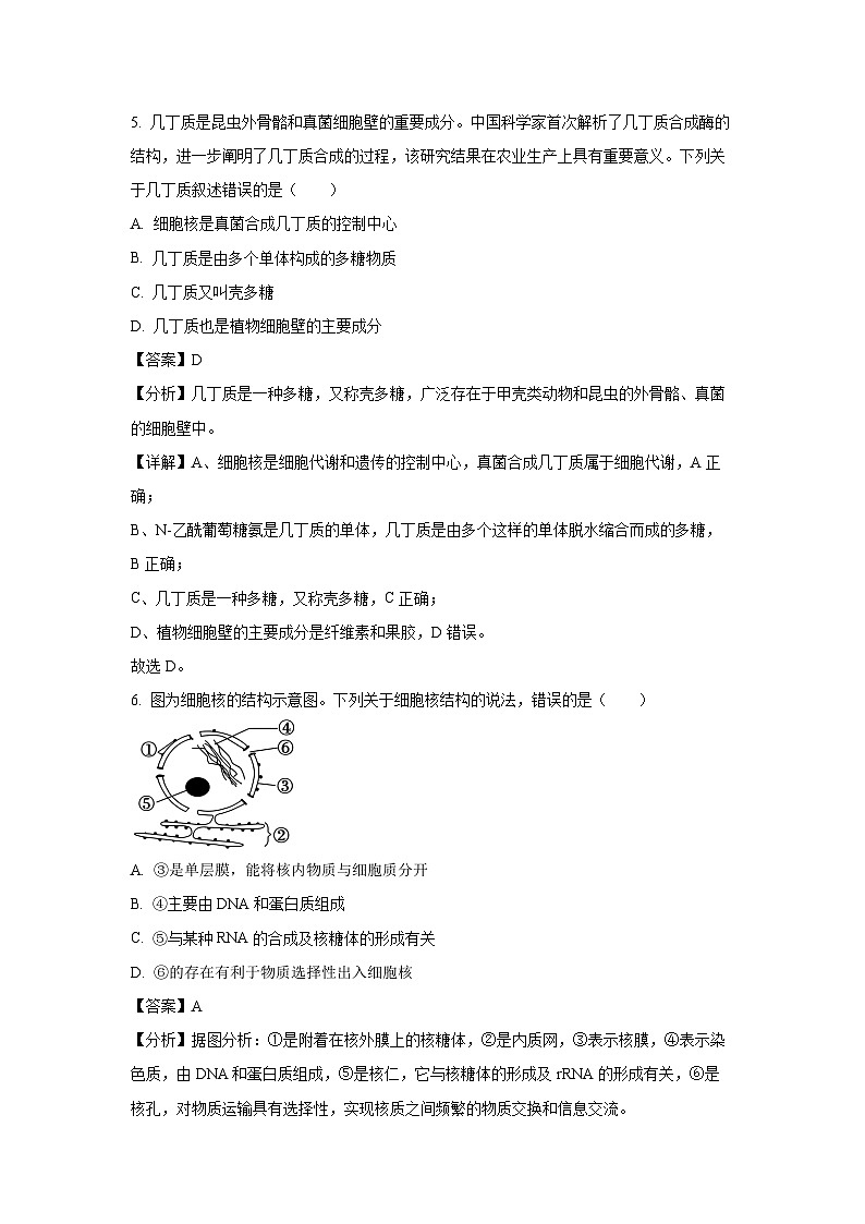 2024~2025学年天津市五区县重点校联考高一上11月期中生物试卷(解析版)第3页