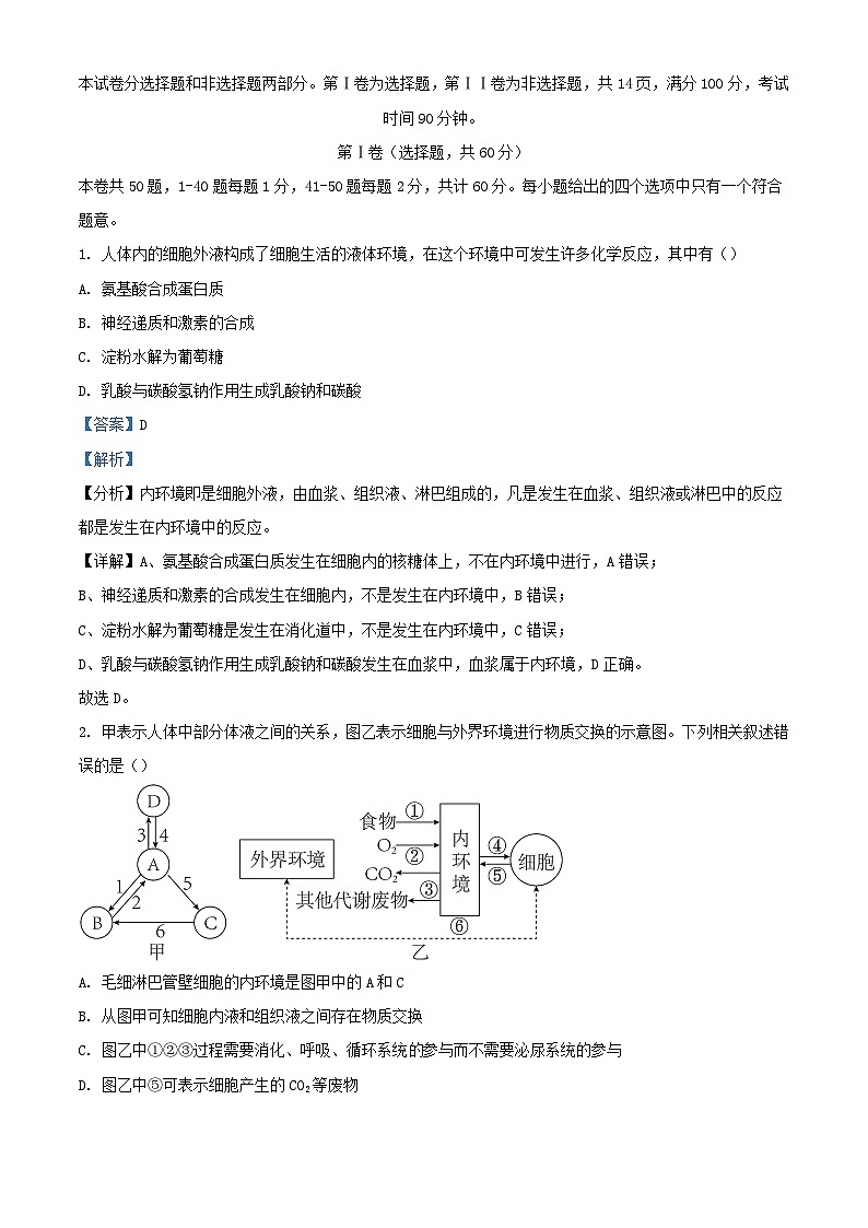 四川省成都市2023_2024学年高二生物上学期期中试题含解析第1页
