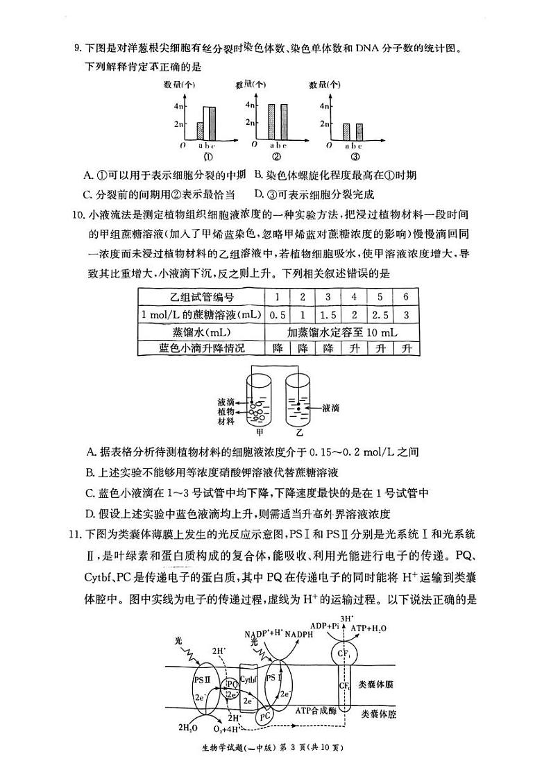湖南省长沙市开福区湖南省长沙市第一中学2024-2025学年高一上学期1月期末生物试题第3页
