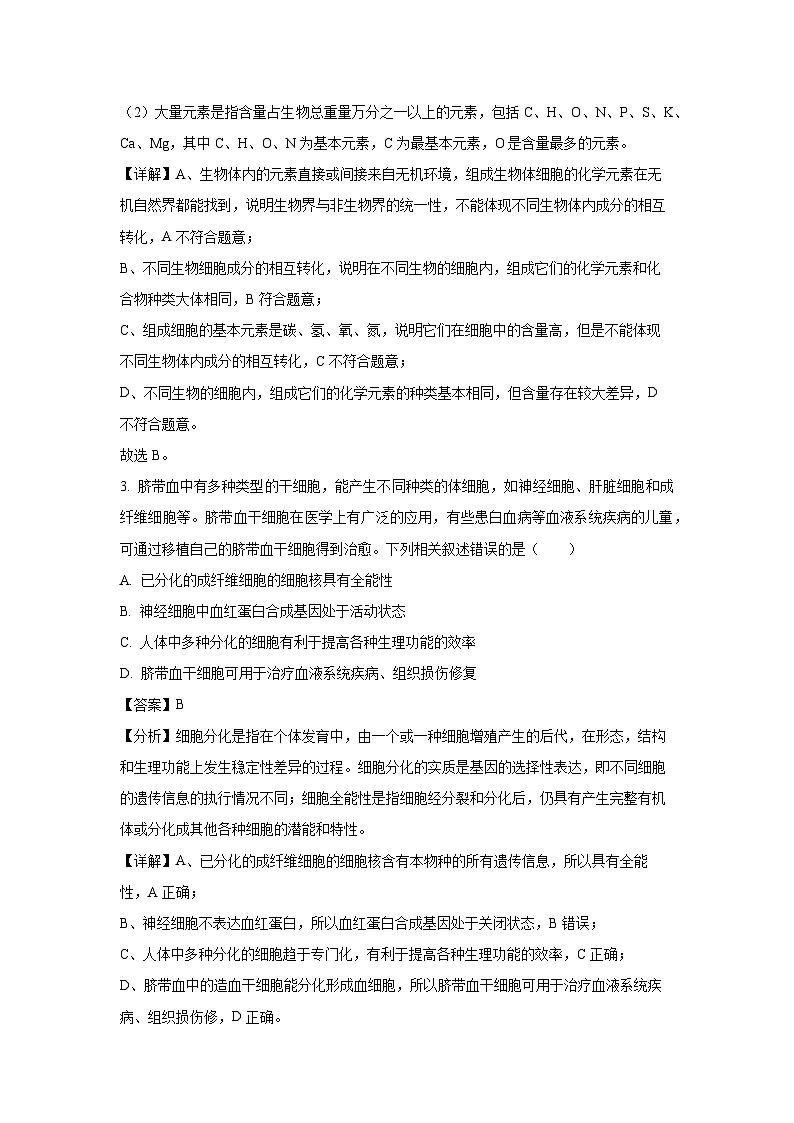 2024~2025学年湖南省岳阳市云溪区高三上学期11月期中考试生物试卷(解析版)第2页