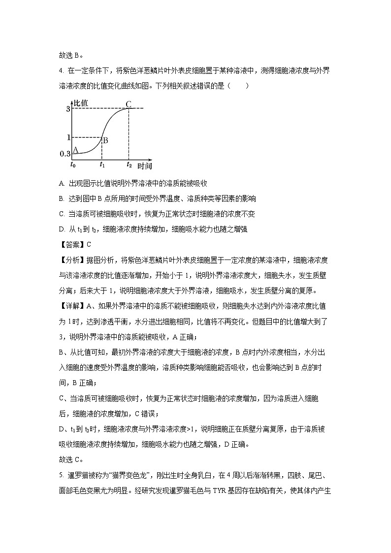 2024~2025学年湖南省岳阳市云溪区高三上学期11月期中考试生物试卷(解析版)第3页