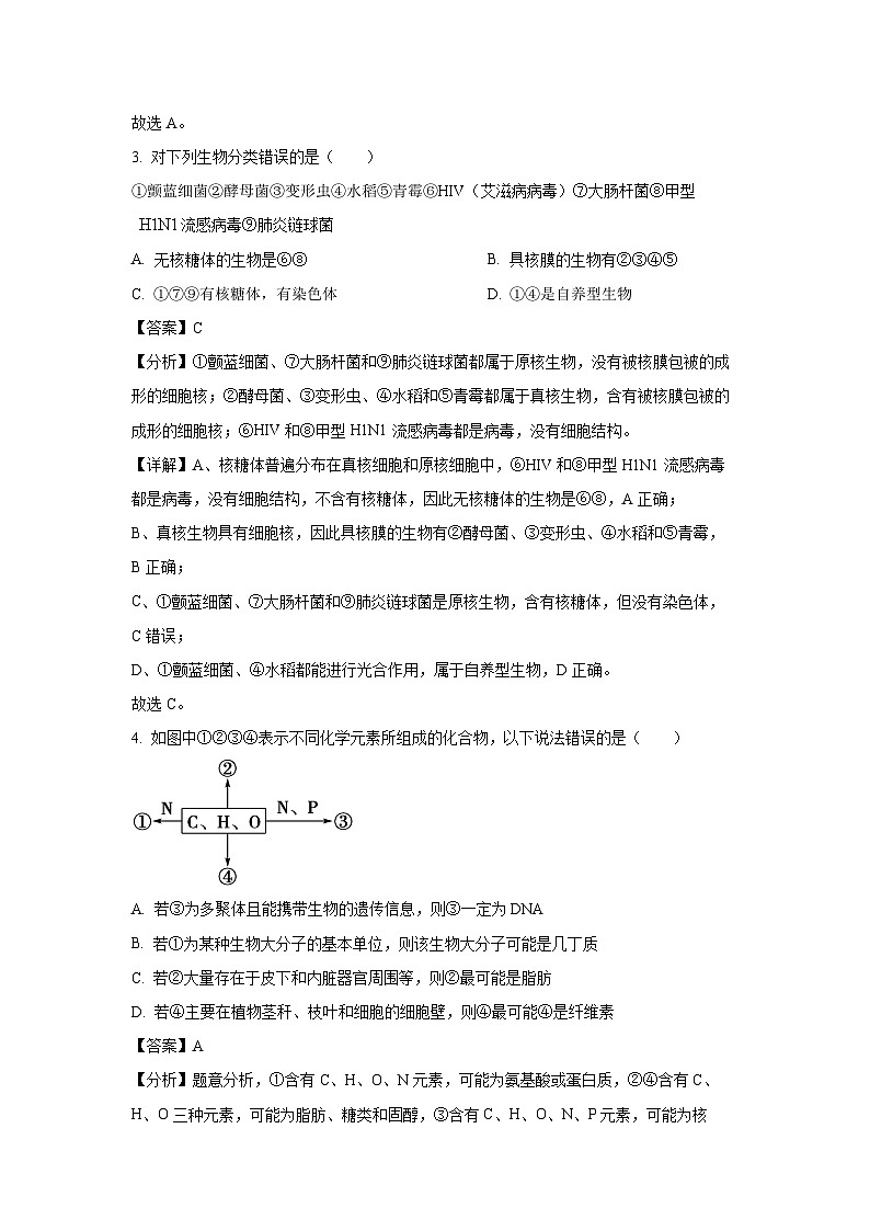 2024~2025学年江西省赣州市大余县部分学校联考高一上学期12月月考生物试卷(解析版)第2页