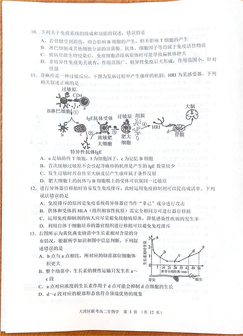 广东省大湾区2024-2025学年高二上学期期末统一测试生物试题第3页