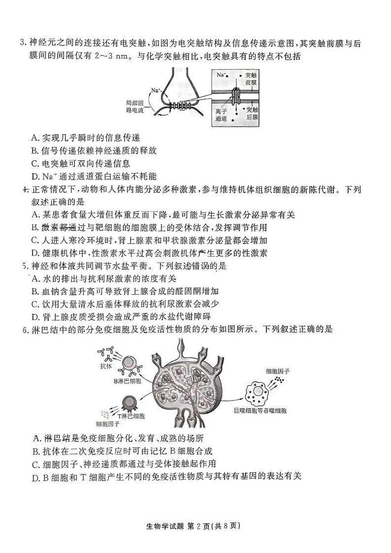 广东省18校联考2024-2025学年高一上学期1月期末生物试题第2页