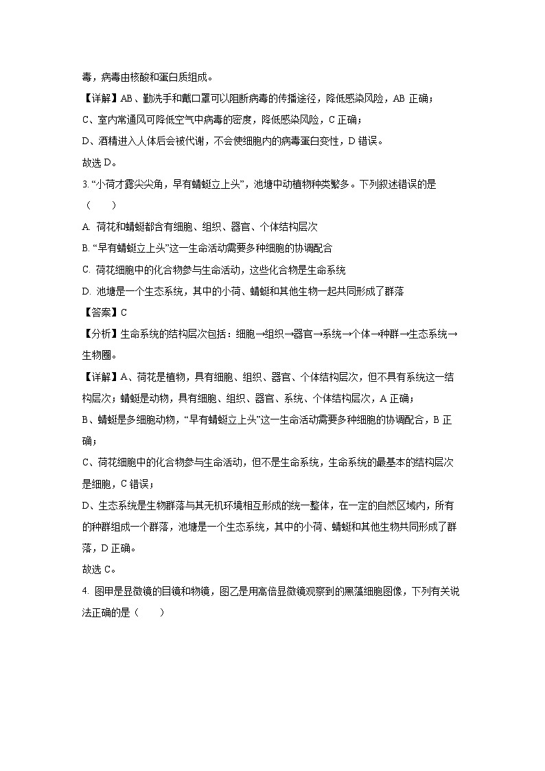 2024-2025學年廣東省八校聯(lián)盟高一上學期教學質(zhì)量檢測（二）月考生物試卷（解析版）第2頁