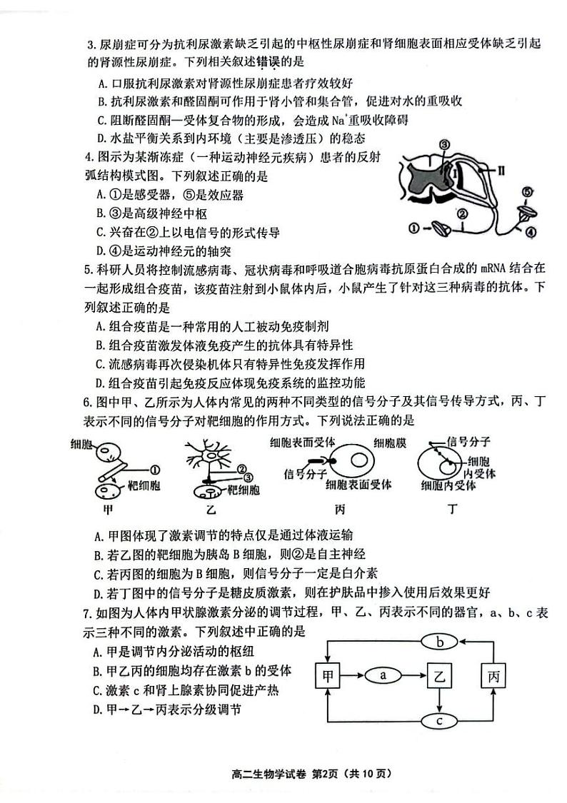 江苏省连云港市2024-2025学年高二上学期期末调研考试生物试题第2页